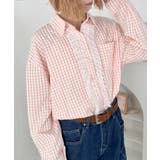 ピンク | レースフリルオーバーチェックシャツ | Outfitter lab