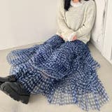 ギンガムチェックボリュームフリルチュールスカート | Outfitter lab | 詳細画像24