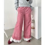 レッド | コットンフリルギンガムチェックパンツ | Outfitter lab