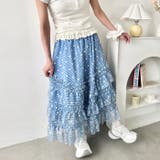 チェックフラワーフリルチュールロングスカート | Outfitter lab | 詳細画像26