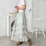チェックフラワーフリルチュールロングスカート | Outfitter lab | 詳細画像31