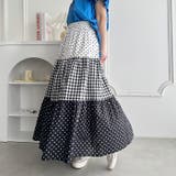 ドット×チェック切り替えロングスカート | Outfitter lab | 詳細画像7 
