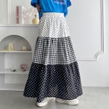 ドット×チェック切り替えロングスカート | Outfitter lab | 詳細画像8 