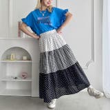 ドット×チェック切り替えロングスカート | Outfitter lab | 詳細画像9 