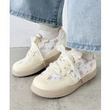 クリーム | 小花柄パステルスニーカー | Outfitter lab