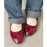 レッド | リボンエナメルフラットバレエシューズ | Outfitter lab