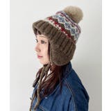 カーキ | ノルディック柄イヤーフラップニットキャップ | Outfitter lab