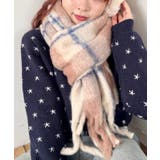 ベージュ | ふわふわパステルチェックマフラー | Outfitter lab