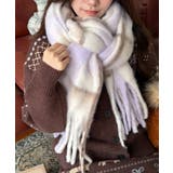 ラベンダー | ふわふわパステルチェックマフラー | Outfitter lab