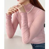 ピンク | 袖シャーリングメロウハイネックシアーインナートップス | Outfitter lab