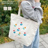 【A4収納可】フラワー刺繍トートバッグ | Outfitter lab | 詳細画像1 