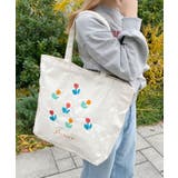 アイボリー | 【A4収納可】フラワー刺繍トートバッグ | Outfitter lab