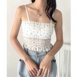 ブルー | カップ付き小花柄キャミソール | Outfitter lab