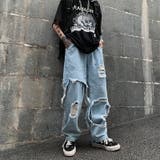 ダメージ フェイクレイヤード デニムロングパンツ | At Marvelous | 詳細画像4 