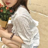 ガーリー スモック ブラウス カラミ刺繍 リゾートコーデ | Belle Cie | 詳細画像5