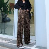 ベージュ | レオパード柄 ワイドパンツ レディース | Belle Cie