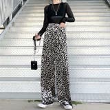 オフベージュ | レオパード柄 ワイドパンツ レディース | Belle Cie