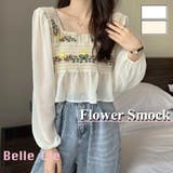 かぎ針レース刺繍切り替え シフォントップス レディース | Belle Cie | 詳細画像1