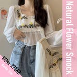かぎ針レース刺繍切り替え シフォントップス レディース | Belle Cie | 詳細画像2