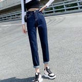 ネイビー | ハイウエストパンツ レディース デニム | Belle Cie