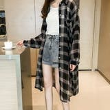 ブラック | シャツワンピース チェック 長袖 | Belle Cie
