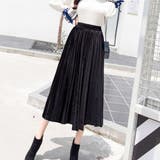 ブラック | プリーツスカート ベロア フレア | Belle Cie