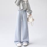 ブルー | ワイドパンツ ストレート 裏起毛 | Belle Cie