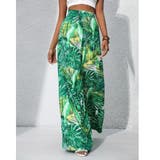 グリーン | ワイドパンツ ウエストゴム 総柄 | Belle Cie