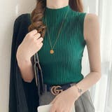 グリーン | トップス ノースリーブ リブニット | Belle Cie