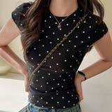 ブラック | ドットTシャツ レディース ドット柄T | Belle Cie