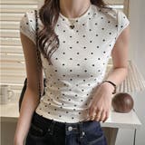 ホワイト | ドットTシャツ レディース ドット柄T | Belle Cie