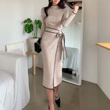 ベージュ | ニットワンピース Vネックワンピース リボンワンピース | Belle Cie