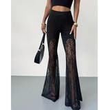 ブラック | フレアパンツ ベルボトム レースパンツ | Belle Cie