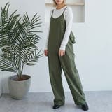 カーキ | サロペット ワイド フリル | Belle Cie