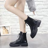 ブラック | 編み上げブーツ レディース 韓国ファッション | Belle Cie