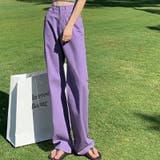 パープル | カラーパンツ レディース ストレートパンツ | Belle Cie