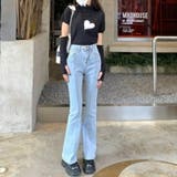センター切替 フレアパンツ デニム | Belle Cie | 詳細画像10 