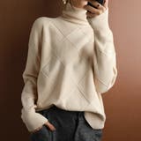 アイボリー | ニット トップス ハイネック | Belle Cie