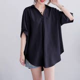 ブラック | シャツ 半袖 スキッパーシャツ | Belle Cie