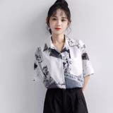 ホワイト | シャツ レディース 柄シャツ | Belle Cie