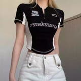 ブラック | Tシャツ ショート丈 スポーティ | Belle Cie