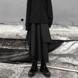 レイヤードフレアパンツ レディース 黒 ワイドパンツ モード系 ロング丈 | Belle Cie | 詳細画像8 