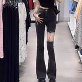 ブラック | デニムパンツ アシメ スリット | Belle Cie