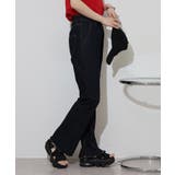 裾スリット コットンデニムフレアパンツ | atONE | 詳細画像18 