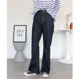 裾スリット コットンデニムフレアパンツ | atONE | 詳細画像33 