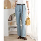 裾スリット コットンデニムフレアパンツ | atONE | 詳細画像3 