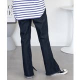 裾スリット コットンデニムフレアパンツ | atONE | 詳細画像37 