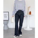 裾スリット コットンデニムフレアパンツ | atONE | 詳細画像38 