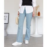 裾スリット コットンデニムフレアパンツ | atONE | 詳細画像43 