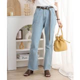 裾スリット コットンデニムフレアパンツ | atONE | 詳細画像4 